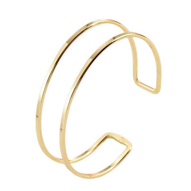Geometric Metal Arm Bangle Set: Adjustable, Hollow, Exaggerated Design for Women