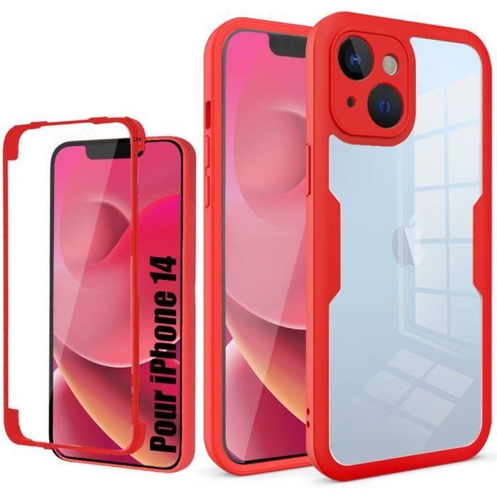 Coque de protection - pour iPhone - 14 - Rouge - Protection 360 - Bordure renforcée