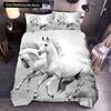 3D Horse Printing Duvet Cover Animal Bedding Set Twin Full Double Queen King Size for Kids Men Black Soft Quilt Cover Pillowcase