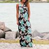 Summer Women's Elegant Casual Sleeveless Floral Printed Beach Dress Long Sundress