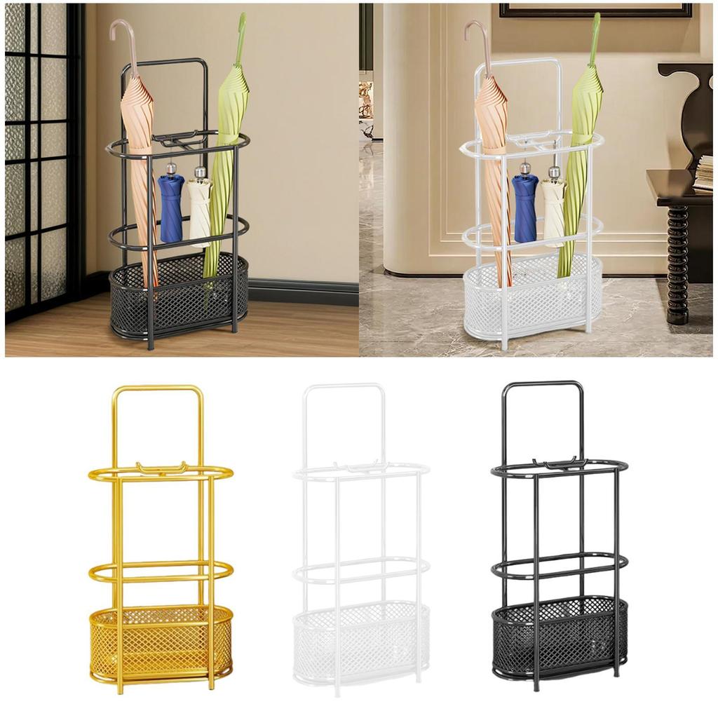 Umbrella Holder Storage Bin Iron Storage Bucket Convenient Sturdy Umbrellas Organizer Umbrella Drain Rack for Hotel Household