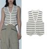 Spring New All-Matching Slimming Inner Bottoming Shirt Sleeveless V Neck Knitting Stripes Vest 3519032