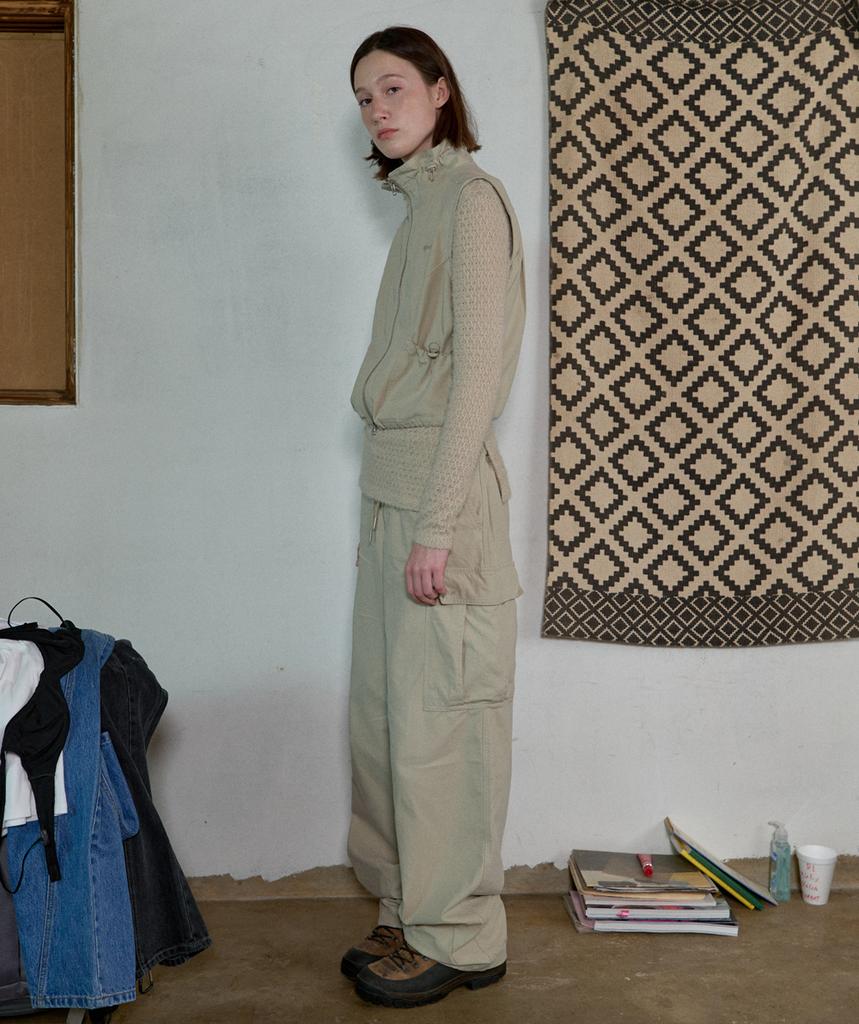 Aobteu Cotton Cargo Pants - Dusty Cream