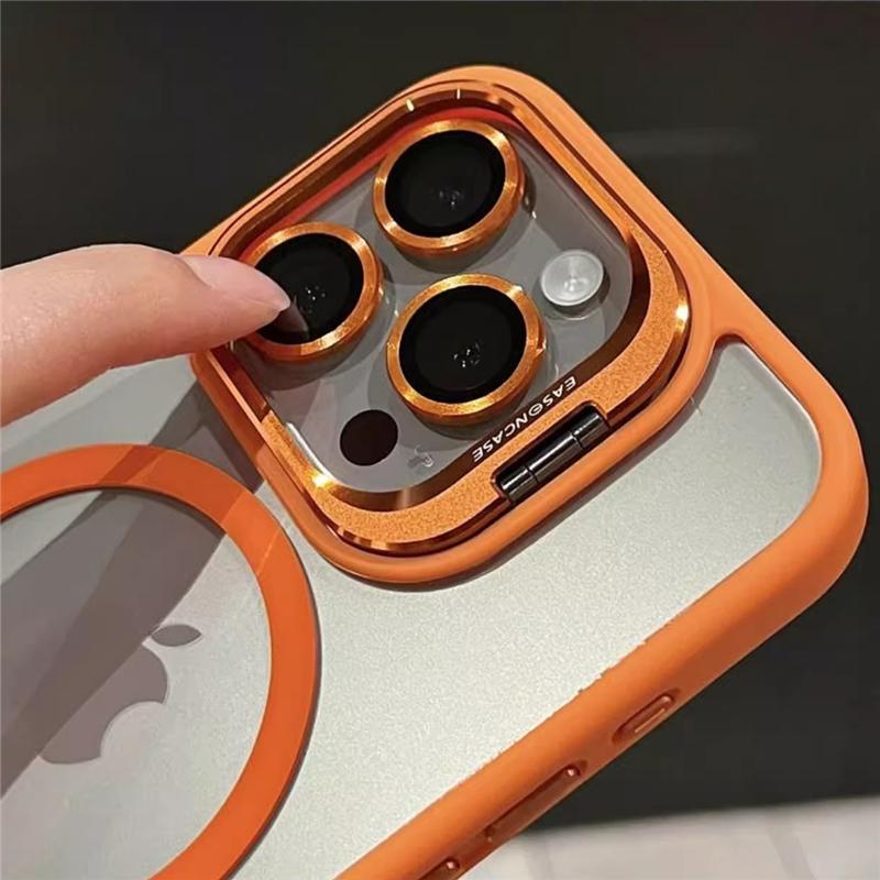 For iPhone 16 Pro Max Luxury Magsafe Magnetic Lens Holder Stand Phone Case For iPhone 11 12 13 14 15 Plus 16E Protective Cover
