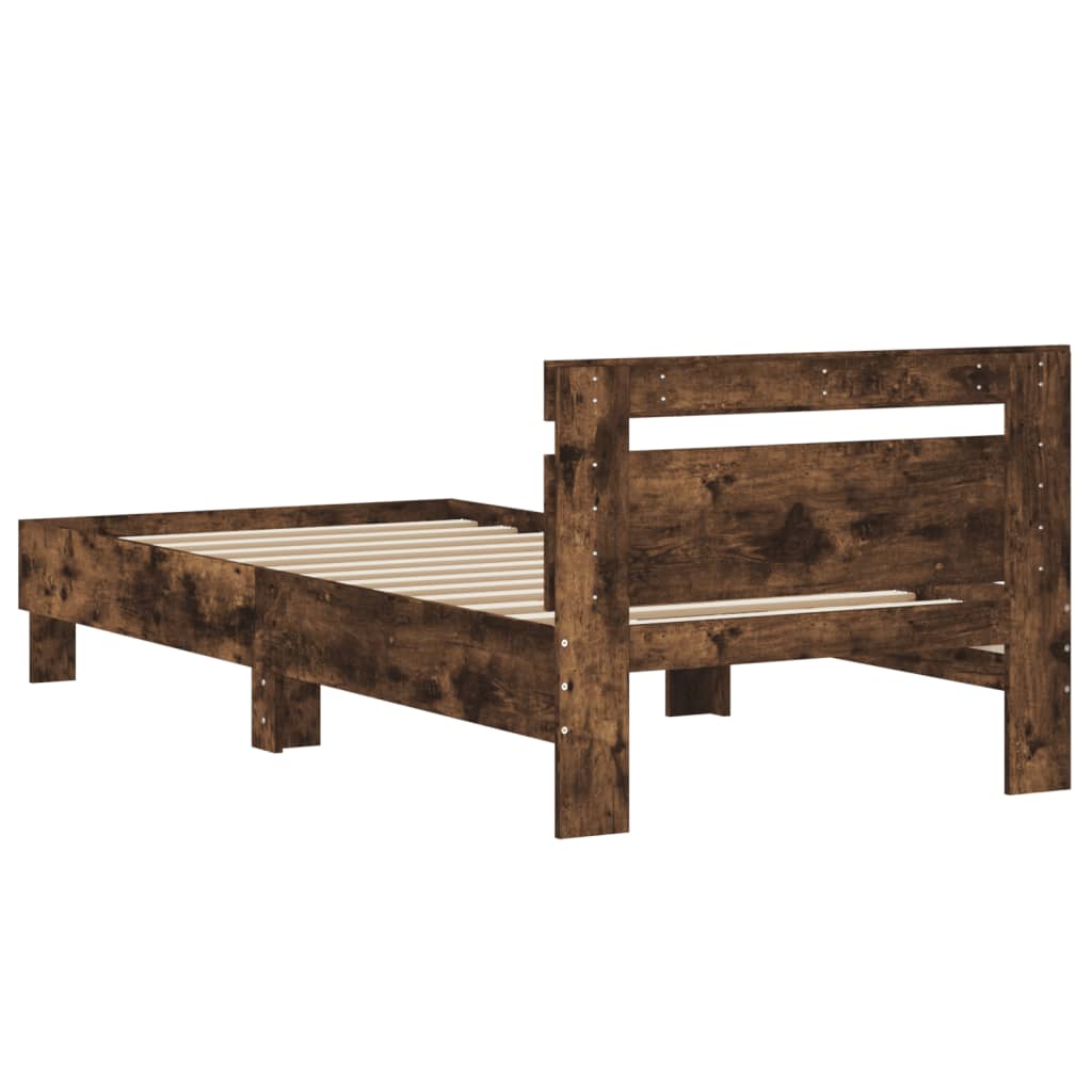 Vidaxl Bed Frame with Headboard, Smoked Oak, 90X200 Cm
