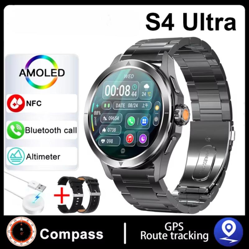 2025 NEU S4 Ultra Smart Armband Herrenuhr AMOLED HD Bildschirm Bluetooth Anruf GPS Trajektorie NFC Herzfrequenz Kompass Smartwatches