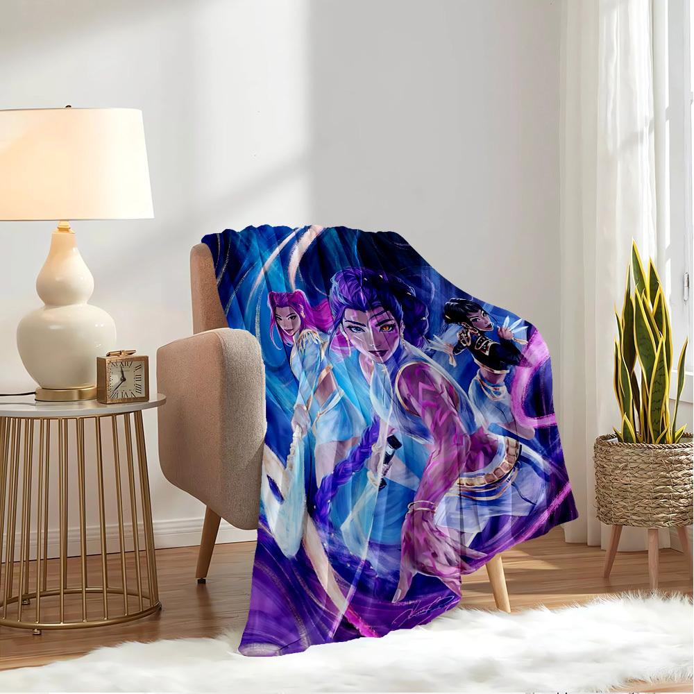 K-POP Anime Girls Group Four Seasons Soft Warm Blanket All-Season Thick Knit Polyester Bedspread for Bed, Camping, Travel Perfect Gift