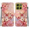 Handmade PU Leather Flip Case for Motorola Moto G86 Anti-Slip Shockproof Cover with Wrist Strap & Heart/Rose Cat Designs