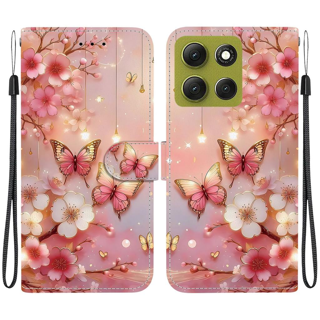 Handmade PU Leather Flip Case for Motorola Moto G86 Anti-Slip Shockproof Cover with Wrist Strap & Heart/Rose Cat Designs