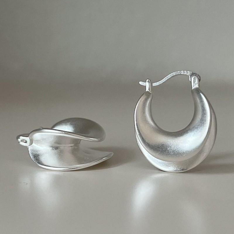 VENTFILLE 925 Sterling Silve Matte Moon Hoop Earring for Women Irregular Trend Punk Rock Jewelry Party Gift Dropshipping