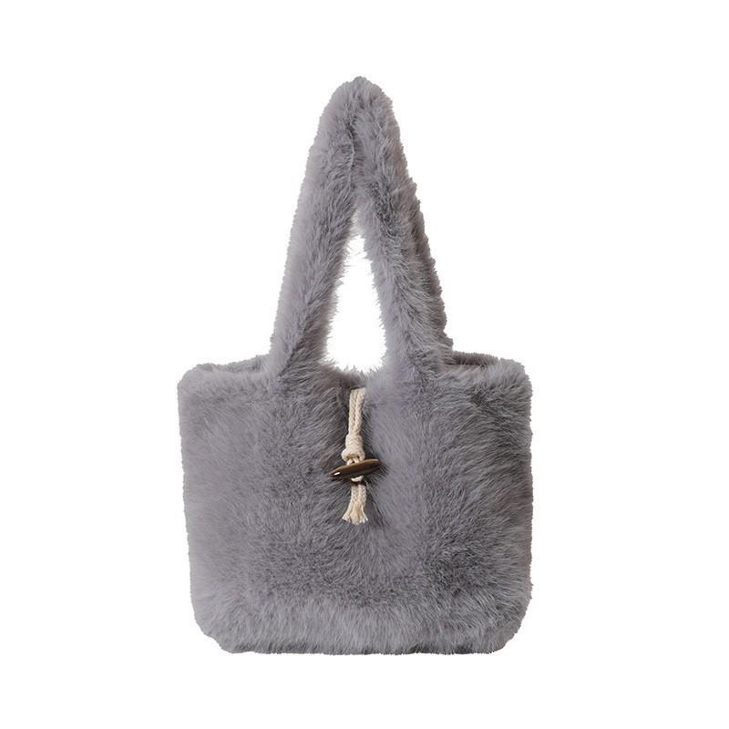Women's New Plush Bag Large Capacity Fashionable All-matching Hand Carrying Fluffy Cute Girl Shoulder