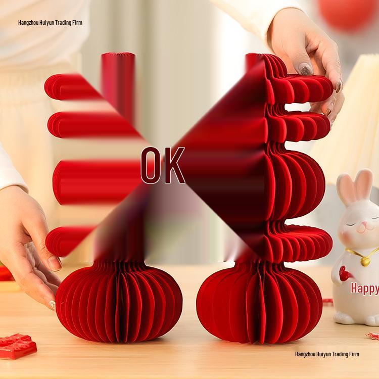 Double Happiness 3D Honeycomb Ball Ornament Set for Wedding & Engagement Decor