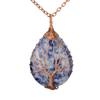 Direct Sales Copper Wire Winding Tree Of Life Water Drop Natural Gemstone Necklace Necklace N517 Pendant