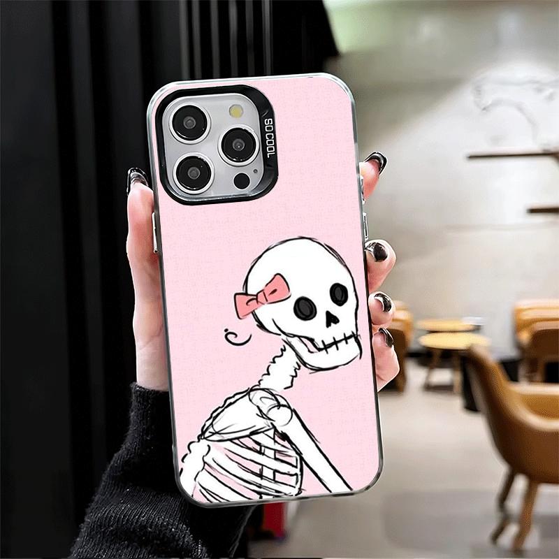 Pink Style Skull Witch Shockproof Phone Case for iPhone 17 Air 16 16E 15 Pro Max 14 Plus 13 Mini 12 Back Cover Anti Fall Fundas