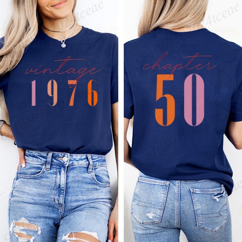 Modne damskie koszulki Odzież Vintage Koszulki Estetyczne na 50. Urodziny Klasyczne Koszulki z Graficznym Nadrukiem 50 Bday Codzienne Koszulki