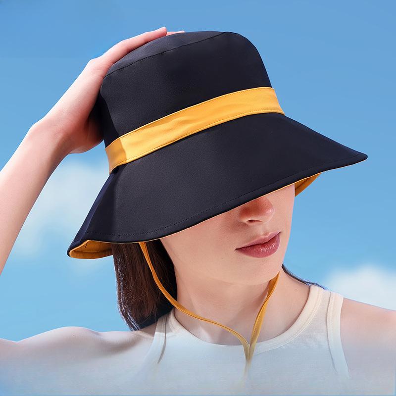Sunscreen Fisherman Hat Girl with Ice Sensing Sun Hat Big Brim Showing Small Double Sided Hat Hat