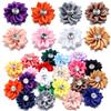 20pcs 4cm Mini Satin Ribbon Flowers Colorful Rhinestone Handmade Flowers For DIY Clothing Sewing Headwear Decoration Accessories