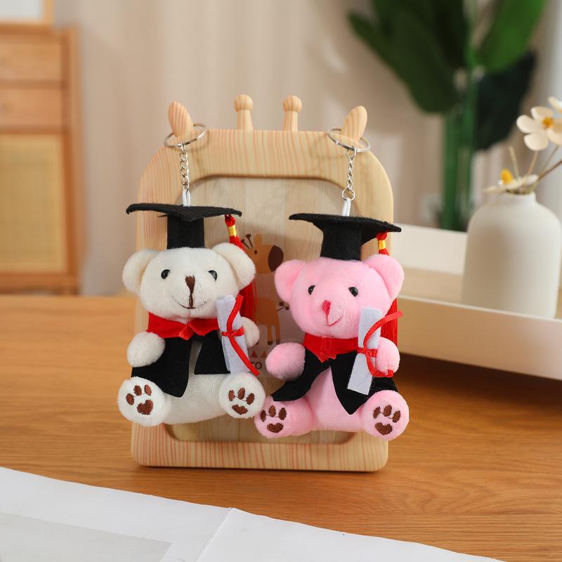 12cm Doctor Bear Plush Toy - Graduation Stuffed Animal with Cap & Gown Cute Educational Gift for Students Kids Graduation Season