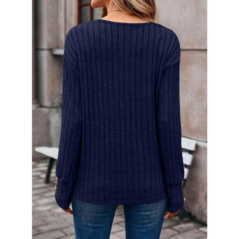 Women's Sweater Fall/Winter Casual Sweatshirt Women's Solid Color Top Long-Sleeve Crew Neck Patchwork Pullover Top T-Shirt