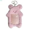 X7XC Cartoon Bear Card Cover Rabbit Credit Card Case Protective Sleeve with Keychains