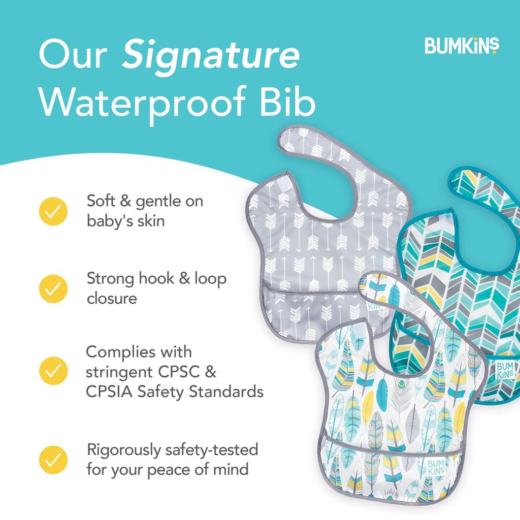 Bumkins Lätzchen-Set Japanisches Super-Lätzchen Neutral Sortiert 3 Stück Ölbeständig 3-teilig [Offizielles Produkt] (BM-S3N16) (x 1) S3-N16