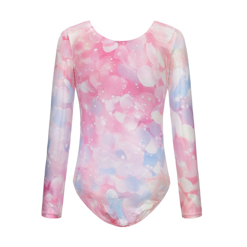 Dívčí gymnastický trikot pro děti 5-12 let, body s dlouhým rukávem, šortky a čelenka