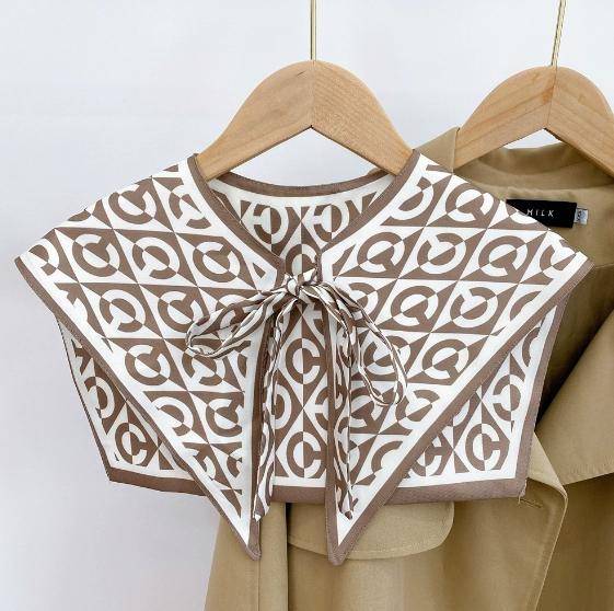 New Design Floral Shawl Fake Collar Women Detachable Collars Big Lapel False Collar Shoulder Wrap Scarf Clothing Accessories