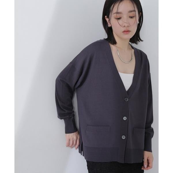 Natural Beauty Basic Basic Knit Airy Women's V-Neck Cardigan, Blue, 017-5175311