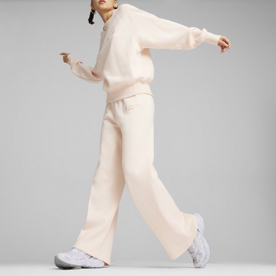 Puma Letter Embroidery Casual Crew Neck Pullover Sweatshirt Women Sweatshirt Peach 626036-64