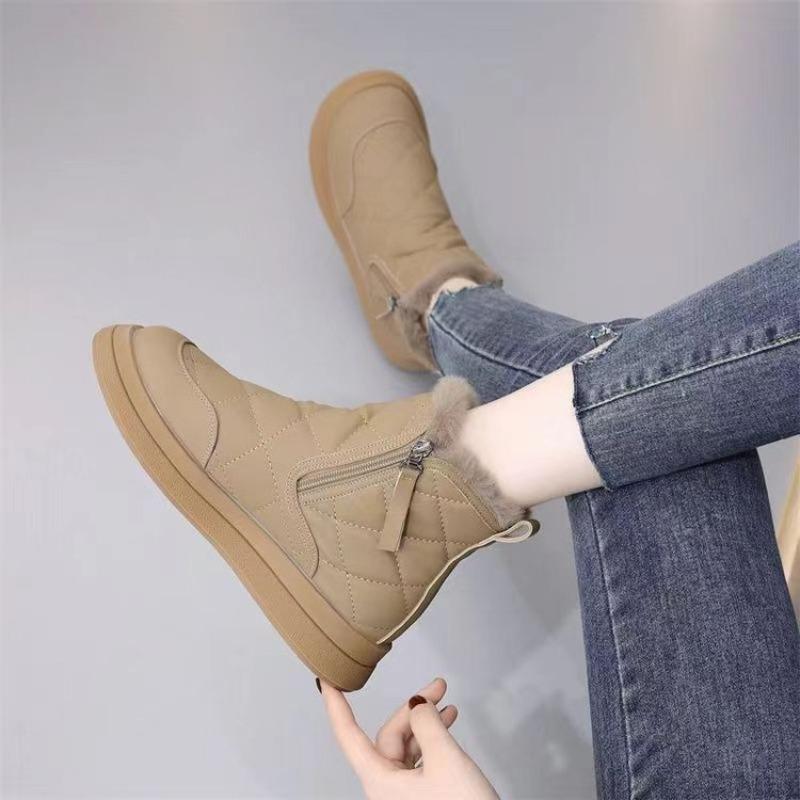 Snow boots women's new winter velvet thickened boots fashionable versatile fur integrated warm cotton shoes