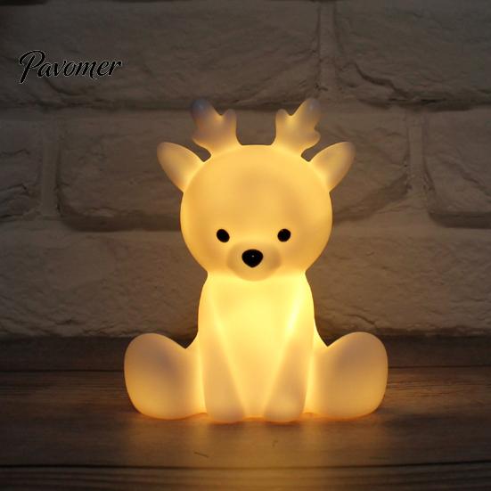 Cute Animal Night Light for Kids, Rabbit Bear Deer Cat Dog Warm Nighttime Feeding Shape LED Bedside Lamp, Soft Glow Nursery Lamp Baby Sleep Comforting