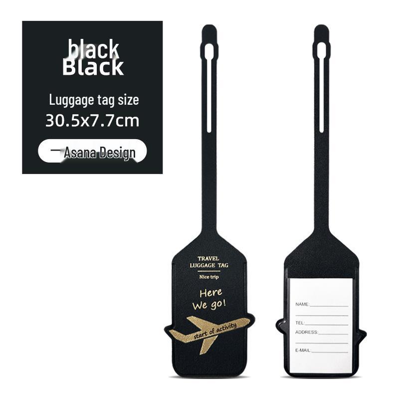 Double-Sided PU Leather Luggage Tag with Airplane Design