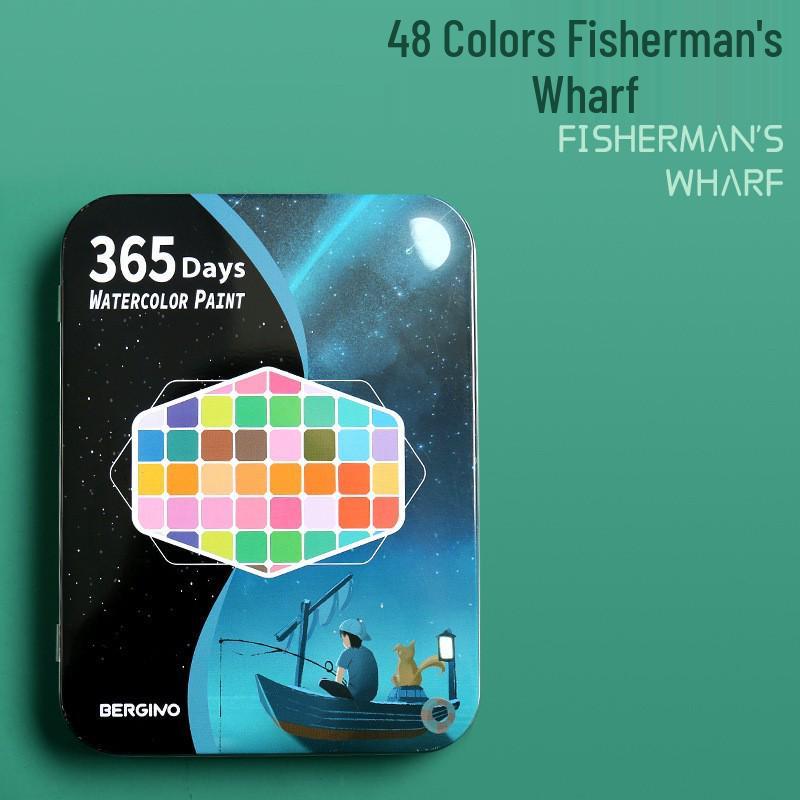 48 Tin Box Solid Watercolors & Brushes Kit - 60 Unique Colors for Beginners