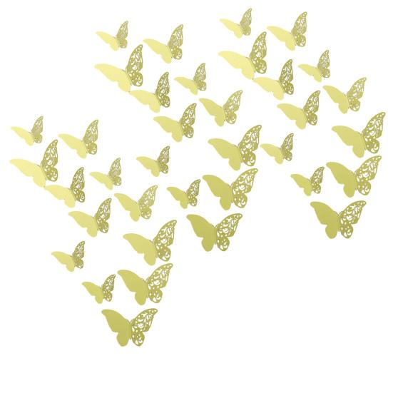 36Pcs 3D Butterfly Wall Decoration Hollow Wing Paper Butterflies Shape Sticker Home Office Living Room Bedroom Wall Ornament