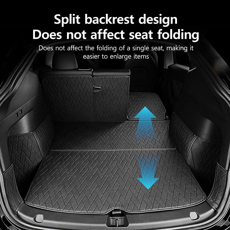 Leather Trunk Mats Fully Surrounded Waterproof Non-Slip Liner Custom Floor mat for Tesla Model Y Juniper 3 Highland 2017 to 2025