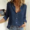 Camicette da Lavoro da Donna Bluse Casual con Scollo a V Top Camicia Manica Lunga Bottoni Leggera Colore Camicette Casual da Lavoro