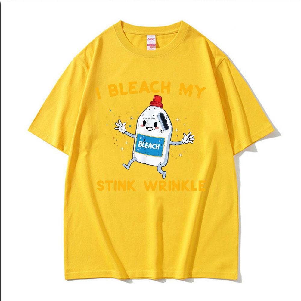 Retro I Bleach My Stink Wrinkle Funny Joke Humor Rude Gift T Shirts Men Women High Street Oversized Tshirt Summer Tops Tshirts