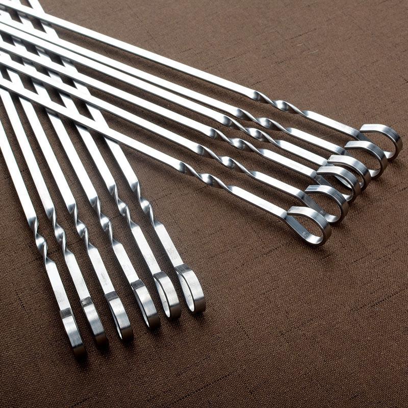 6-12 peças Espeto para Churrasco Aço Inoxidável Kebab Shish Conjunto de Garfos para Churrasco 41cm 16.15 polegadas de Comprimento Barra Plana Agulha de Churrasco Grelha de Carne Ferramentas para Exterior