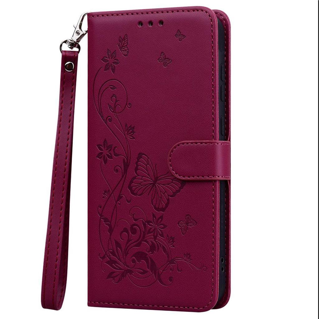 Elegant Butterfly Floral Flip Leather Phone Case for OPPO Reno15 5G Long Shoulder Strap Wrist Lanyard Cover