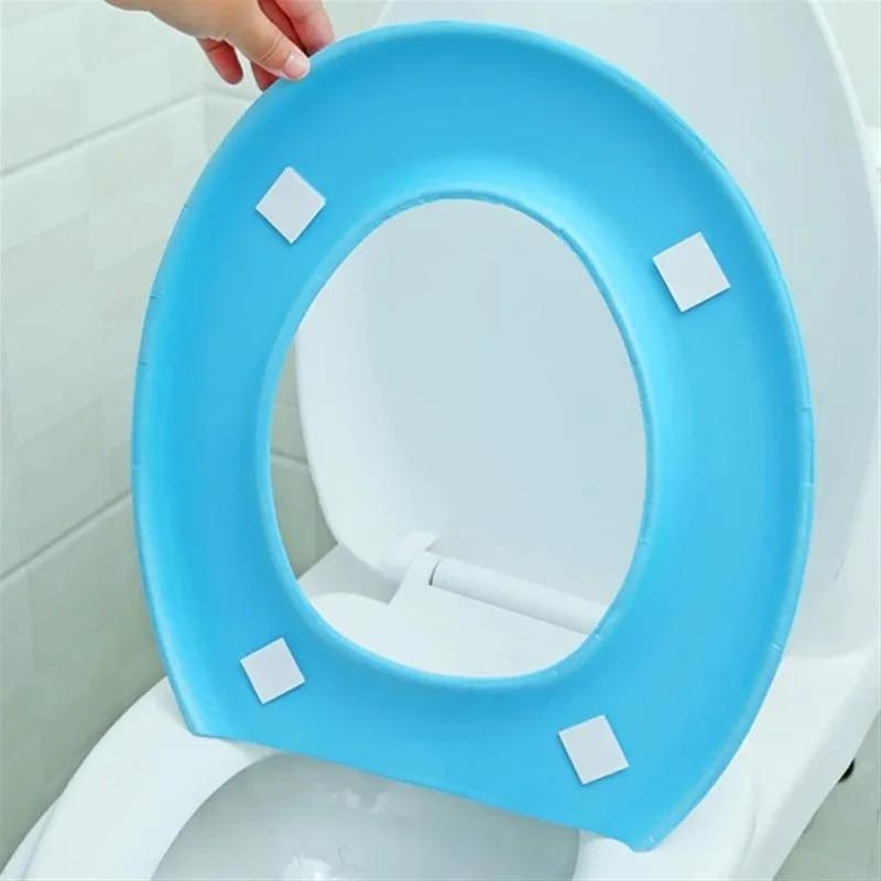Waterproof Toilet Seat Cover Washable Sticker Foam Portable Silicone Toilet Lid Cover Cup Covers Bathroom Accessories