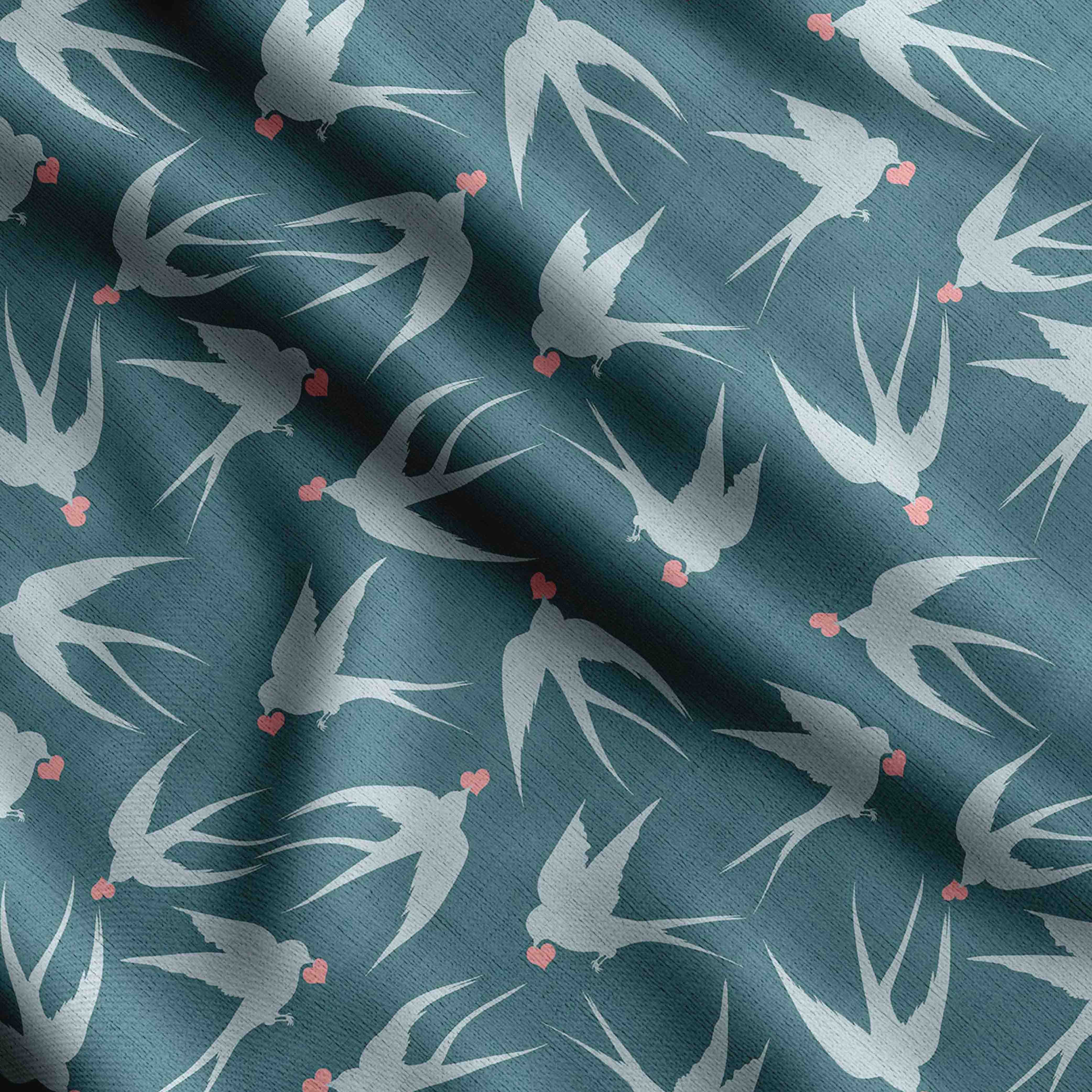 

Soimoi Bird Print, бавовняний батист, стьобальна тканина, що продається у дворі, шириною 42 дюйми, бавовняна тканина середньої щільності, 42 Inch Wide - Cotton Cambric чирок синього кольору