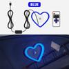 Car LED Glass Window Lights Interior Decoration Lights Glowing Heart Atmosphere Light USB Wiring Car Modification Neon Lamp