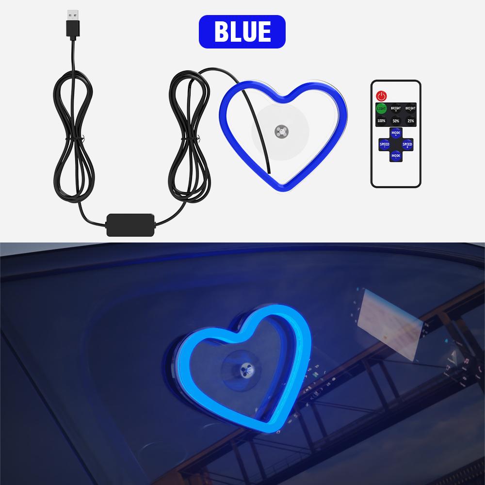 Car LED Glass Window Lights Interior Decoration Lights Glowing Heart Atmosphere Light USB Wiring Car Modification Neon Lamp