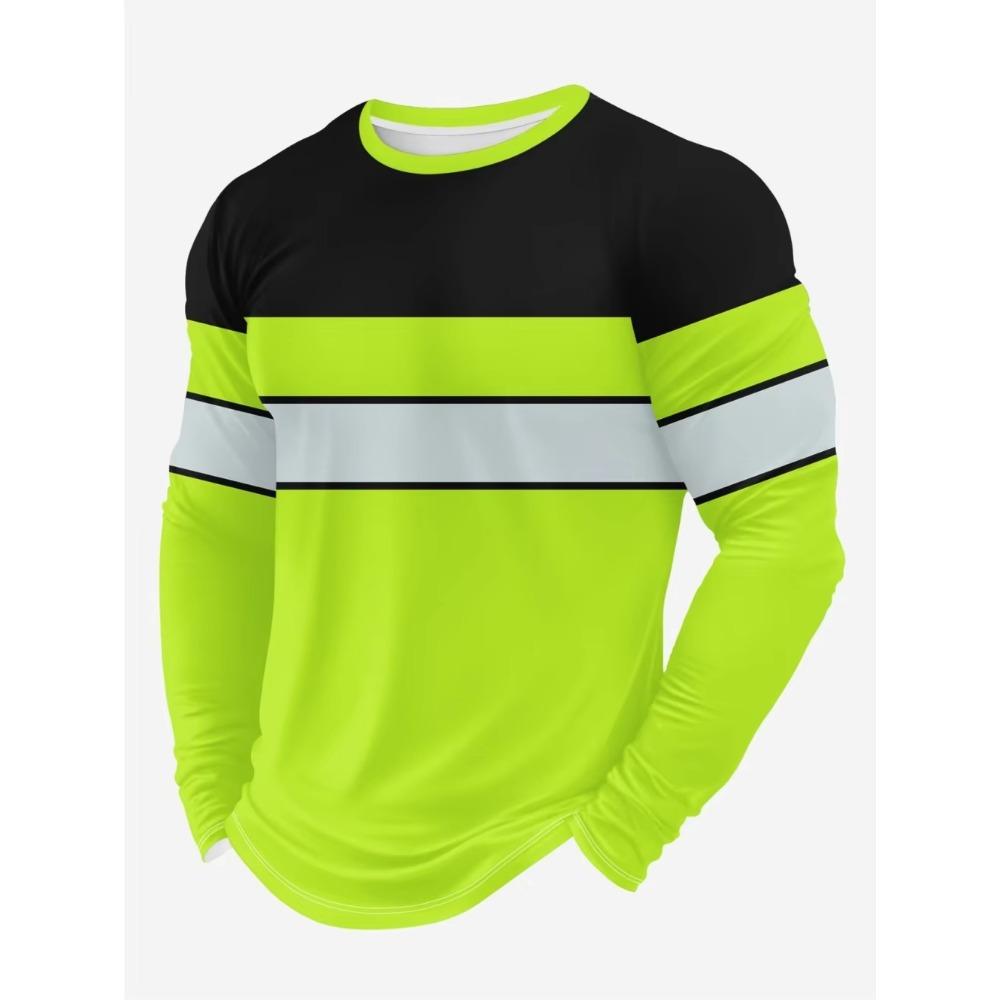 Men's Print Secure Logo Color Block Design Long Sleeved T-Shir Fashion Spring Autumn Daily Casual Work Wear Men's Tops