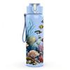 1PC Vibrant Coral Reef Underwater 750ml Color Plastic Sports Water Bottle Leakproof Flip Straw Lid Suitable for Sports Office Home Use