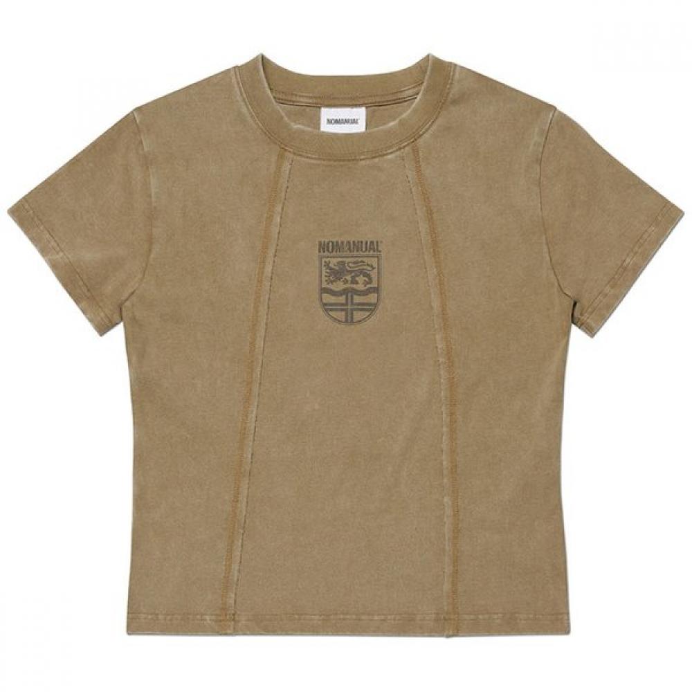 Nomanual Dual Slash Emblem T shirT Woman Washed Brown S