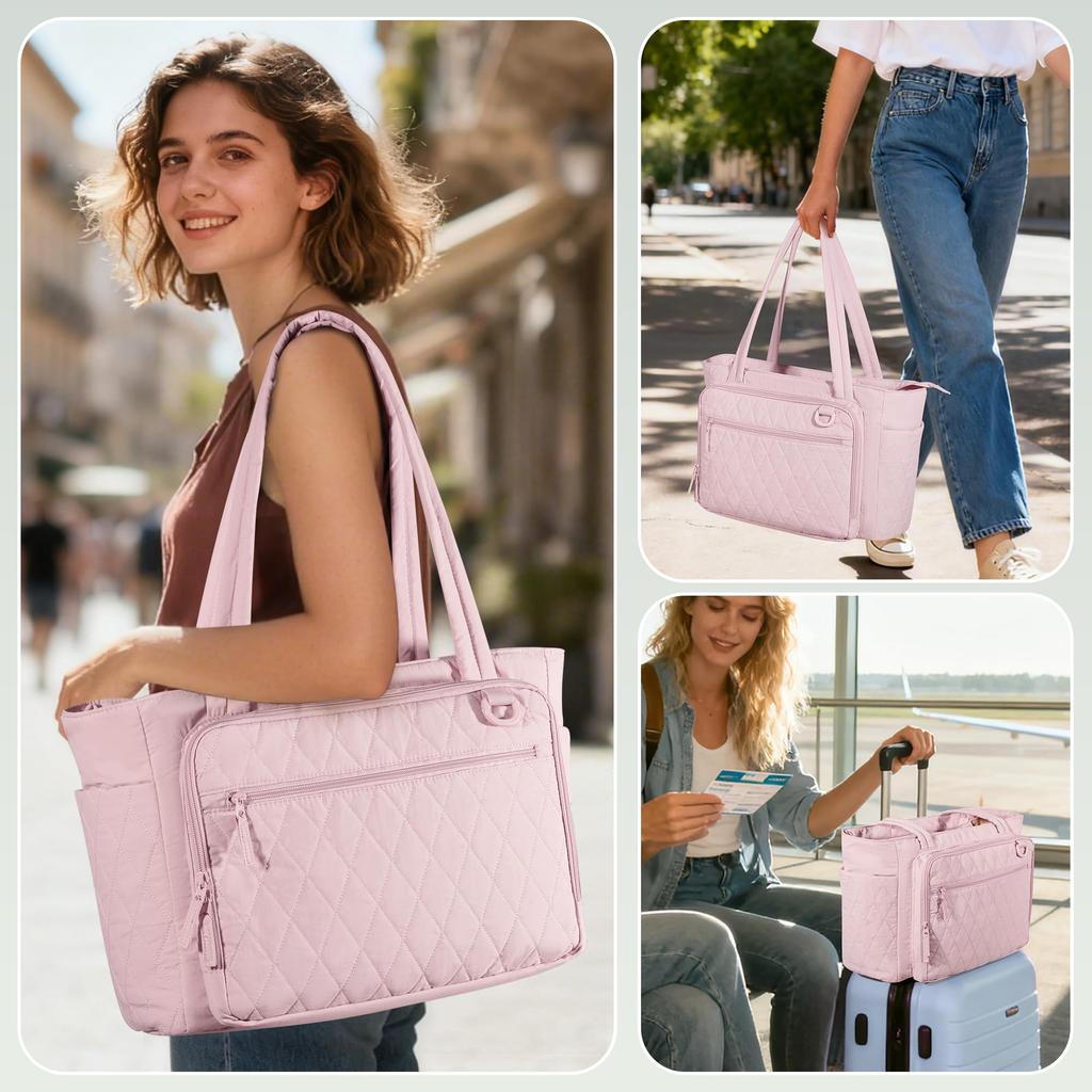 YARWO Teacher Bag, Lightweight Business Bag, Fits 15.6-inch Laptop, Perfect for Commuting, School, Travel, and the Gym, Pink