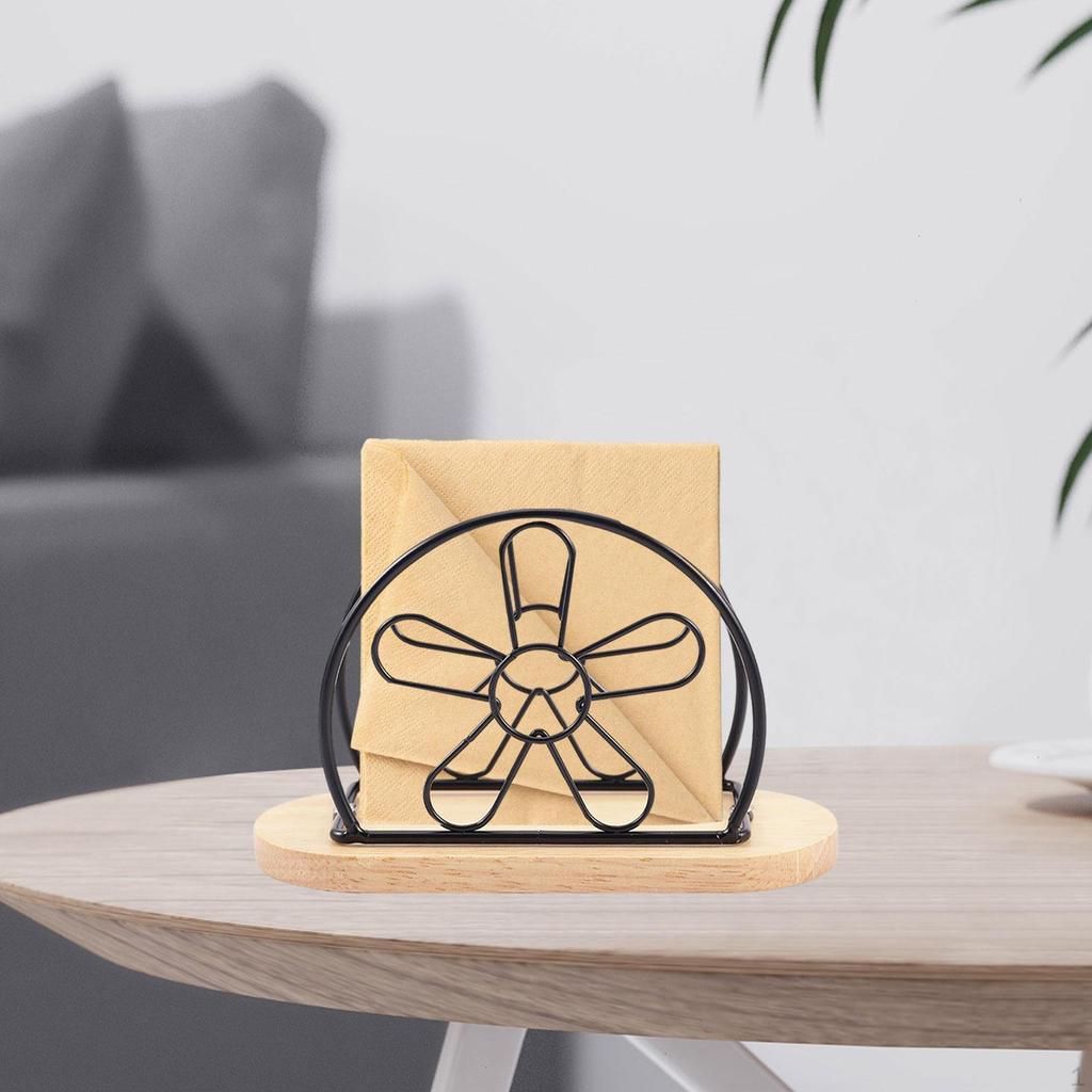 Kreativer Schreibtisch-Serviettenhalter mit Holzsockel für Zuhause und Küche