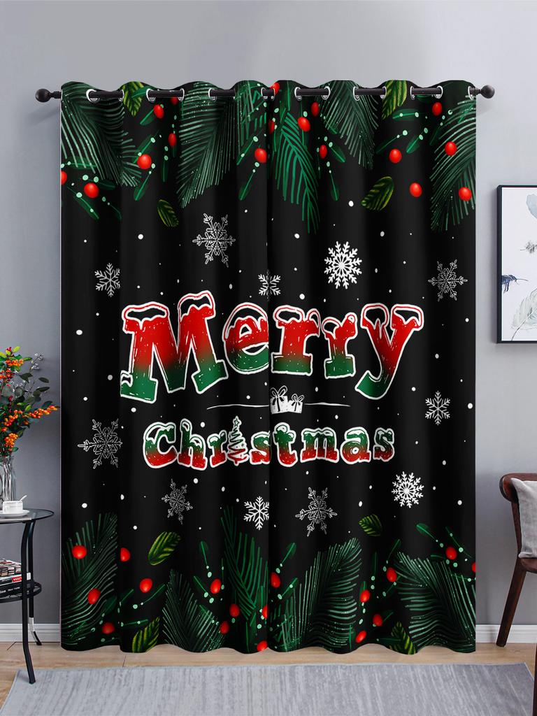 Curtains Cartoon Santa Holiday Curtains Bedroom Living Room Blackout Curtain Perforated