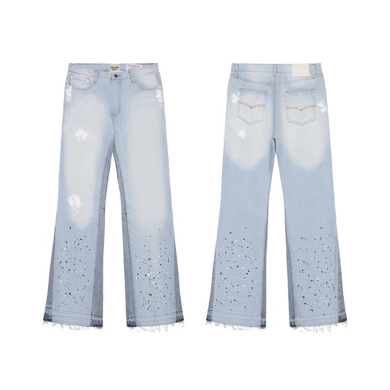 GALLERY DEPT Jeans Acampanados Retro Unisex Patchwork Desgastados con Lavado Salpicado